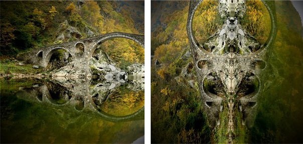 Отражение Дьявольского моста в воде